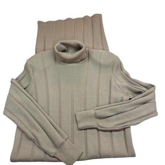 Andrea Jovine Ribbed Pure Wool Maxi Long-sleeved Stretch Turtleneck Dress Medium - Picture 2 of 5